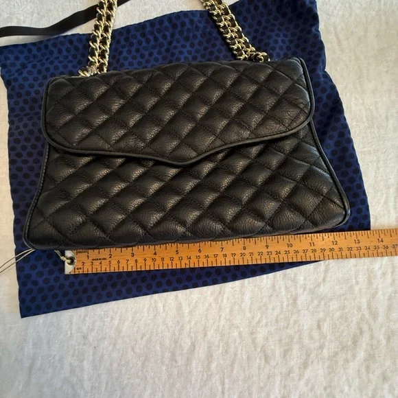 NWOT Rebecca Minkoff Large Black/Gold Leather Quilted Affair Bag Dust Bag $295